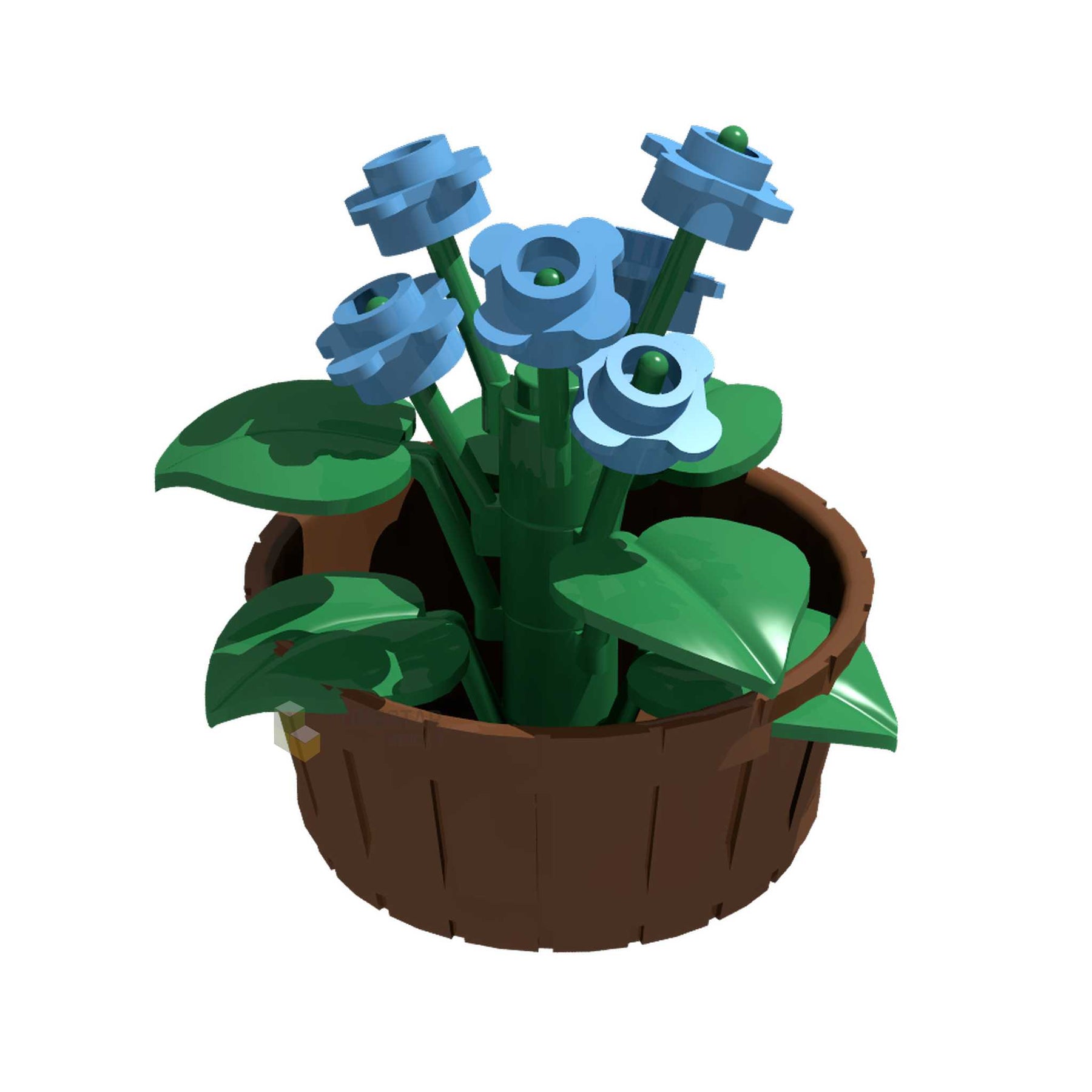 LB-20046-Blumenkübel hellblaue Blume (Lonestar-Bricks)