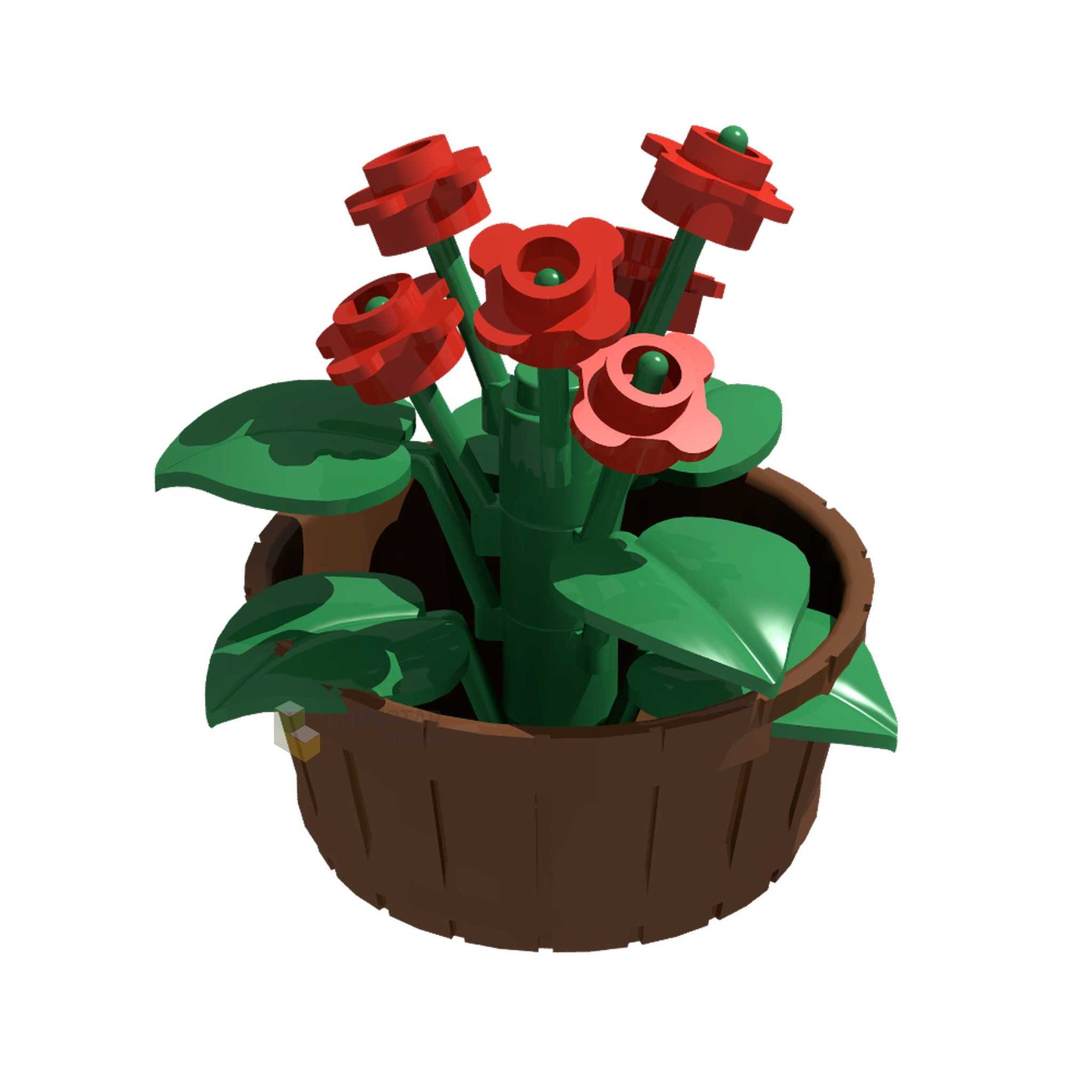 LB-20047-Blumenkübel rote Blume (Lonestar-Bricks)