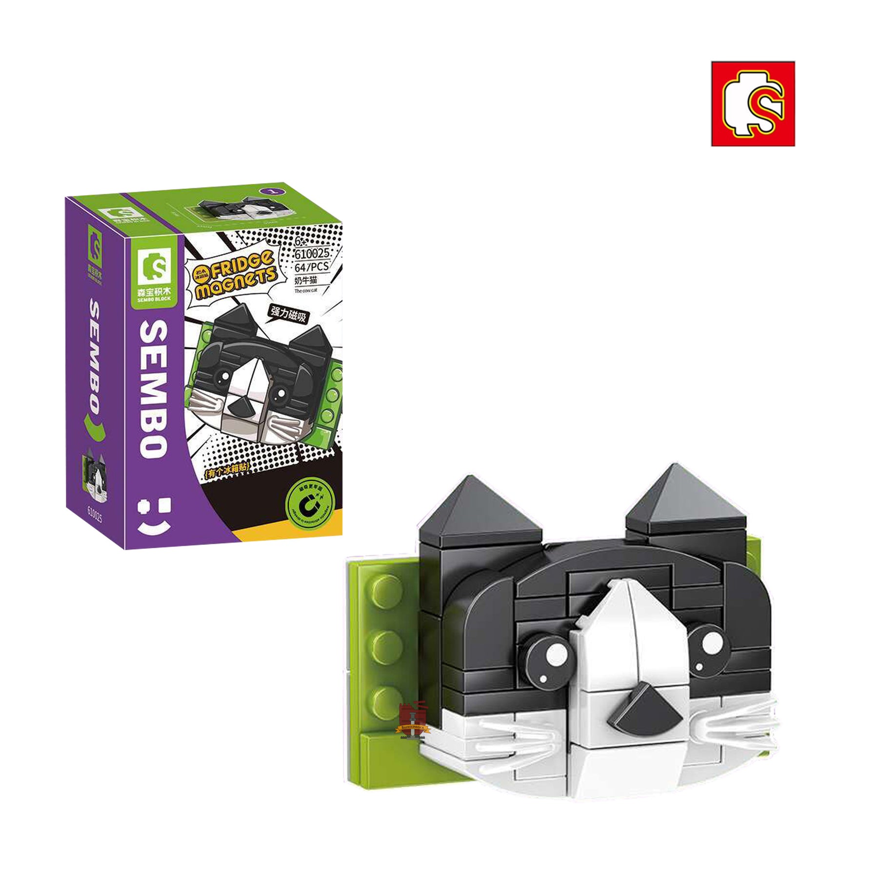 610025 - Kühlschrankmagnet schwarz/weiße Katze (Sembo)