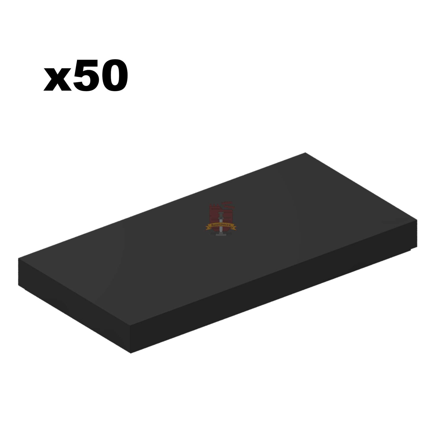 Fliese 2x4 Schwarz 50 Stück (GoBricks)