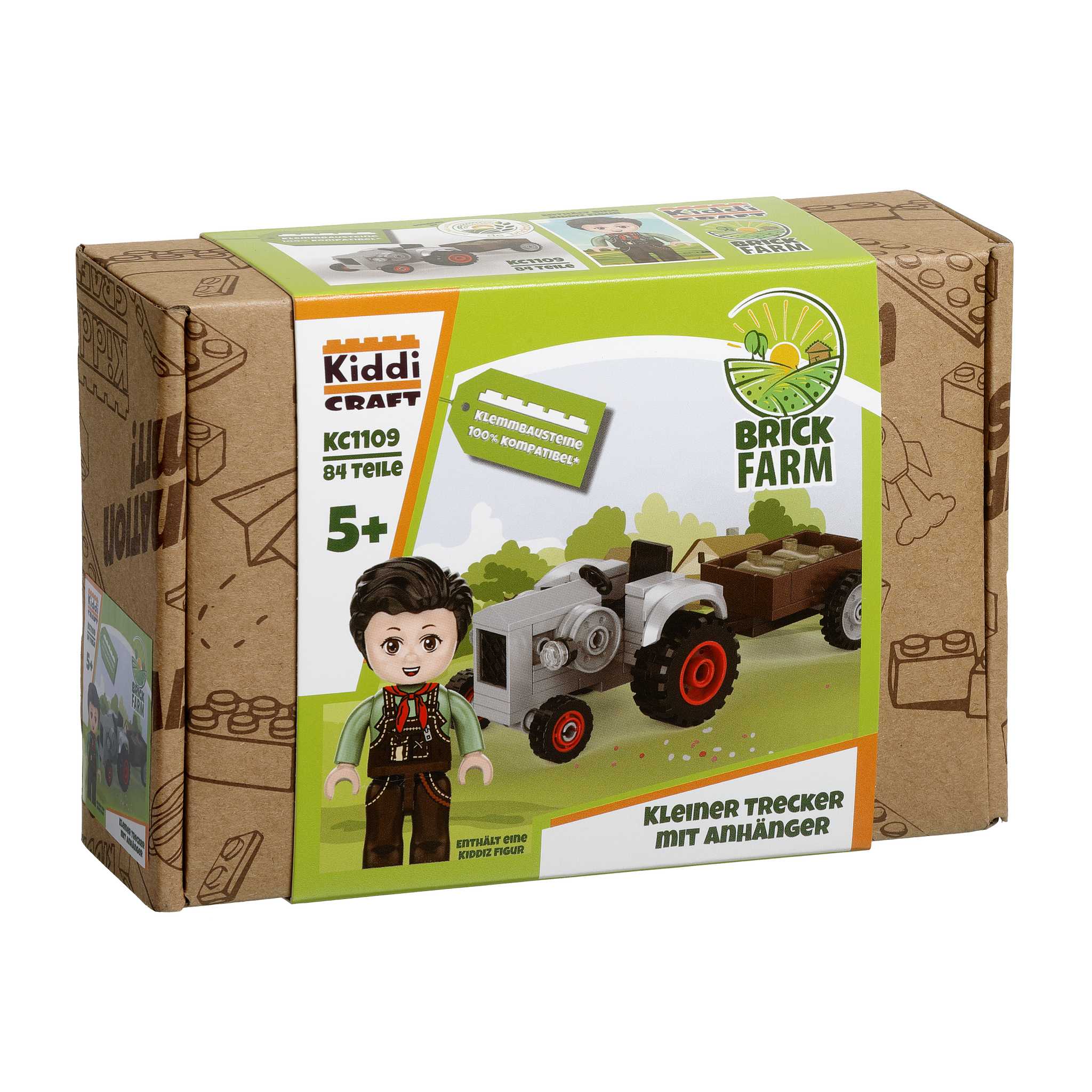 Kiddicraft KC1109 Kleiner Trecker Mit Anhänger – 94-teiliges Klemmbaustein-Set Für Kinder