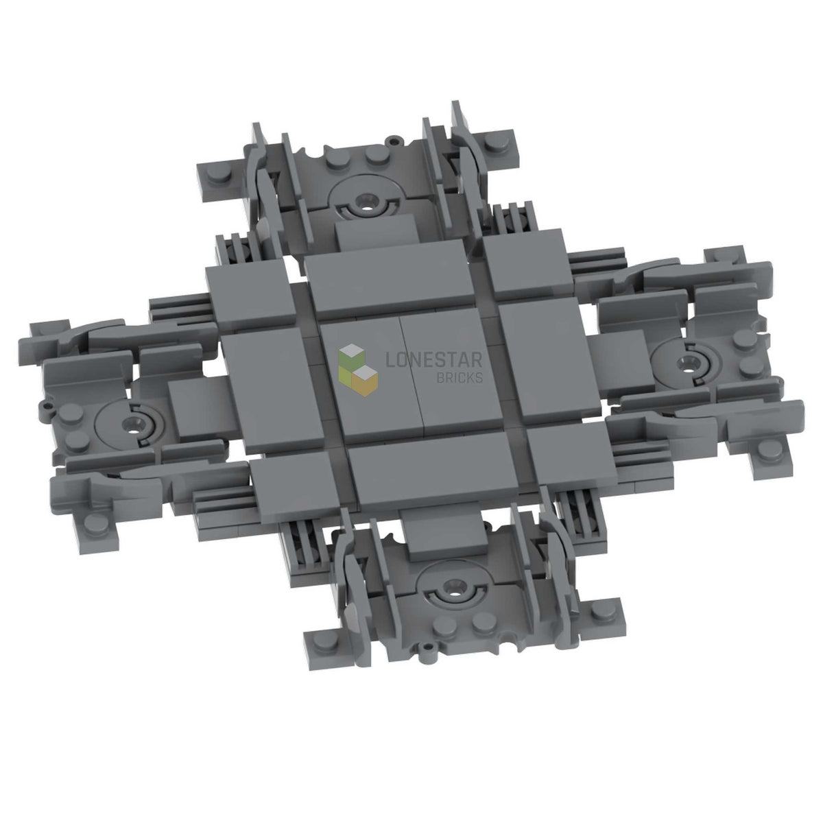 Lonestar-Bricks LB-60005 Gleiskreuzung gebaut aus Platten - Klemmbaustein-Eisenbahn