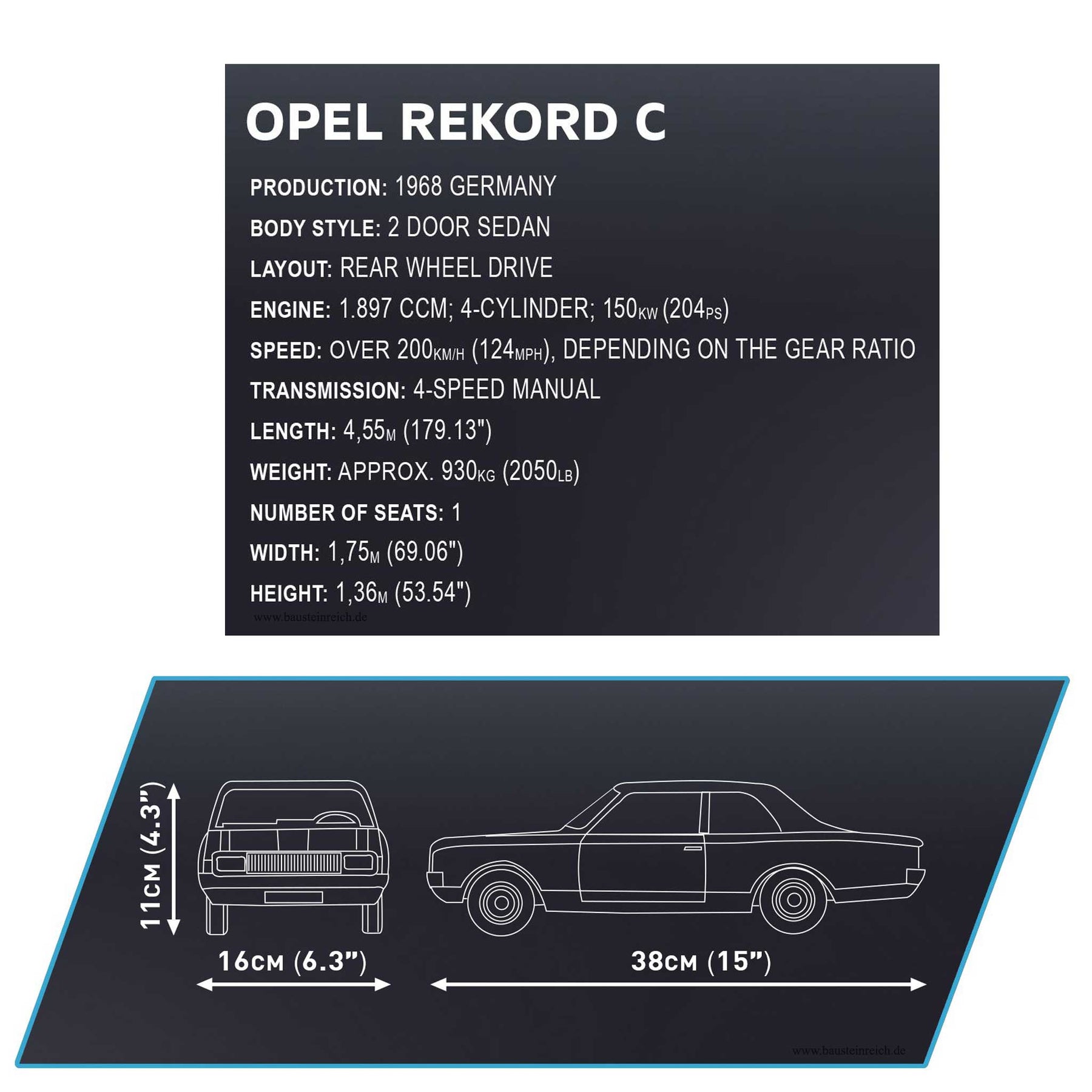 24333 - Opel Record C - Schwarze Witwe 1:12 (Cobi)