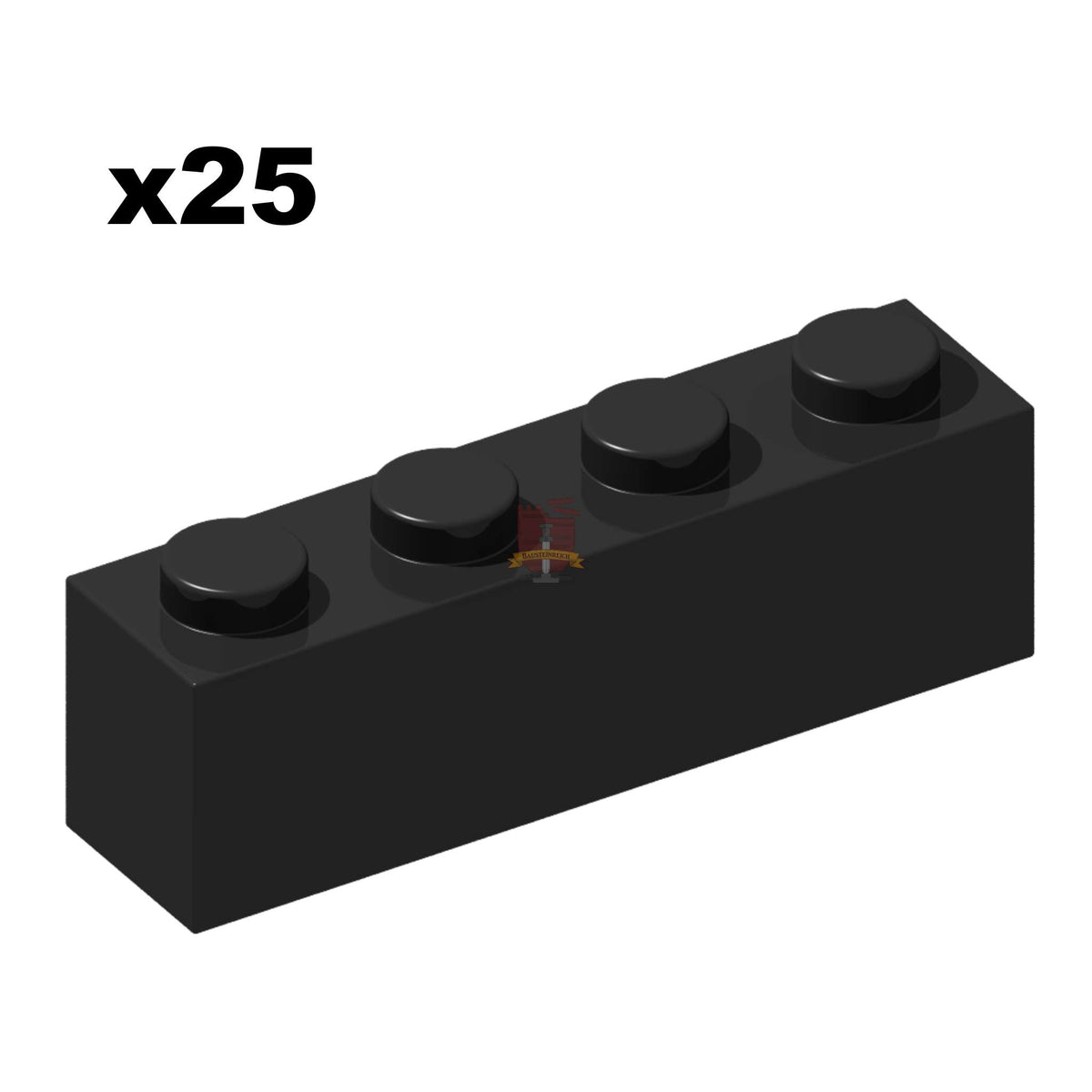 Brick 1x4 Schwarz 25 Stück (GoBricks)