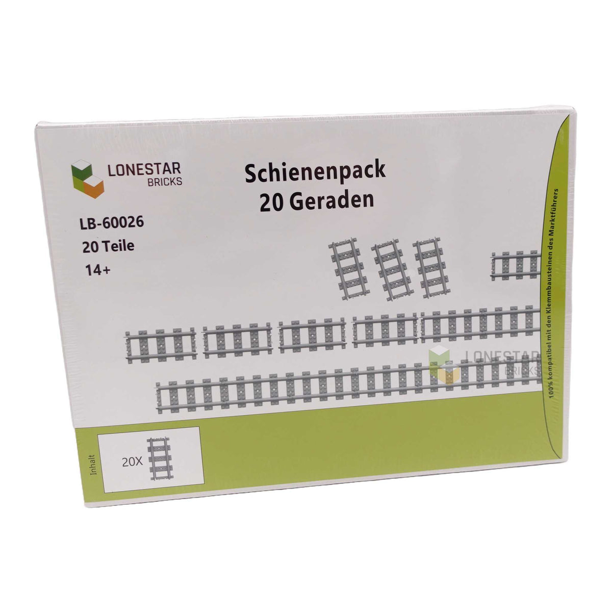 LB-60026 - 20 Stück Schienen Gerade (Lonestar Bricks)