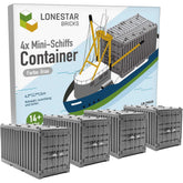 LONESTAR Klemmbausteine I 4er Set Schiffs-Container I Grau