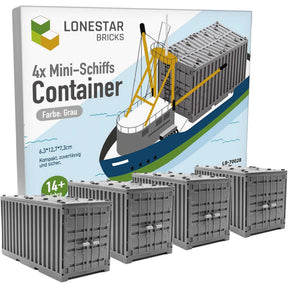 LONESTAR Klemmbausteine I 4er Set Schiffs-Container I Grau