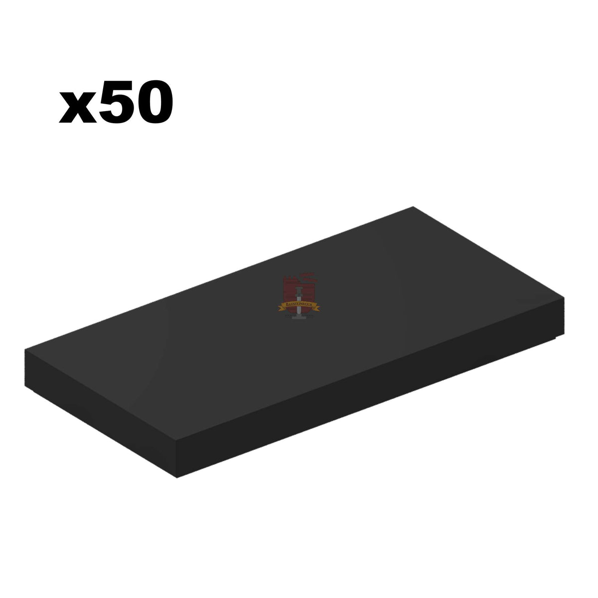 Fliese 2x4 Schwarz 50 Stück (GoBricks)
