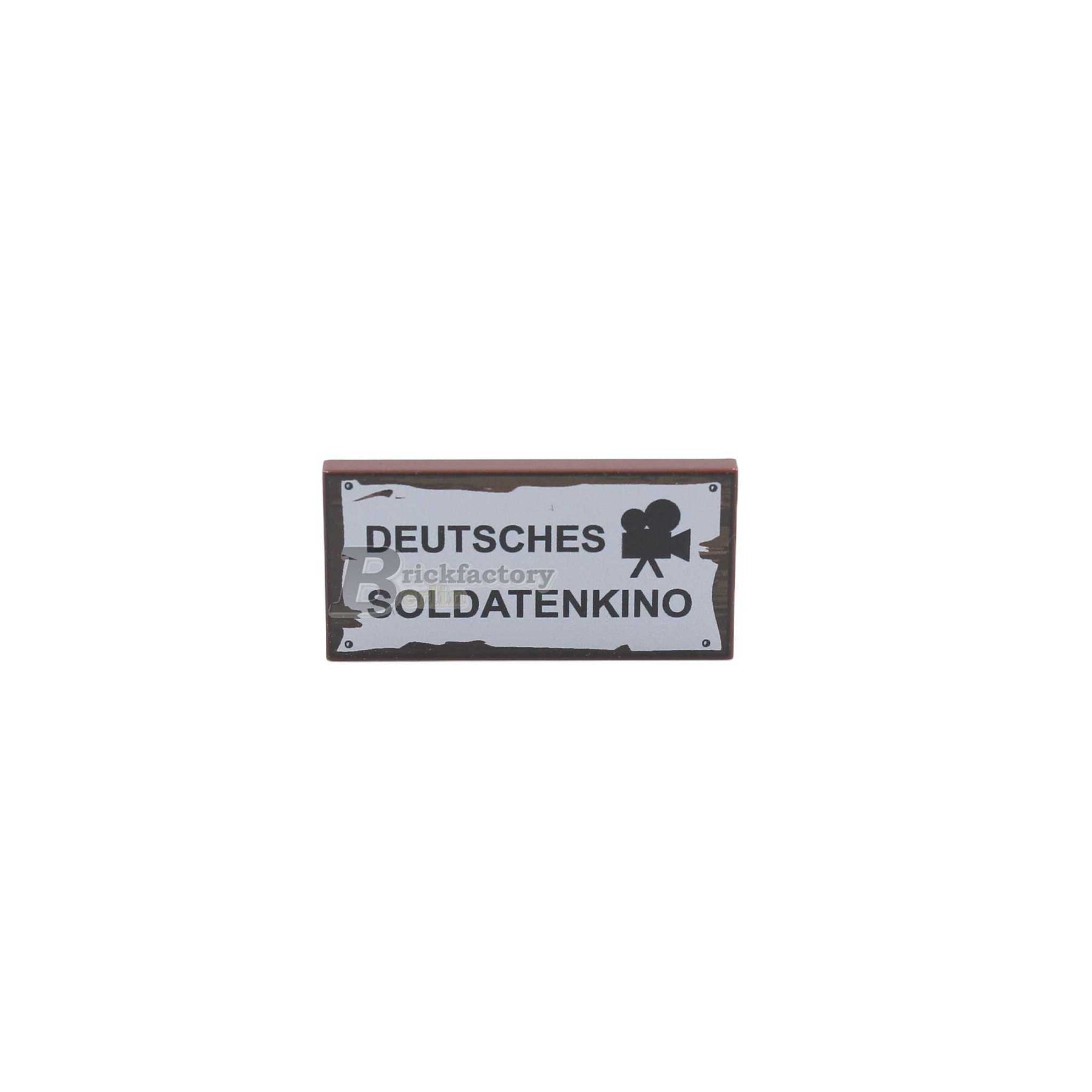 BF-0466-3 Bedruckte-LEGO®-Fliese-2x4-"Soldatenkino"-(Farbe:-Reddish-Brown)
