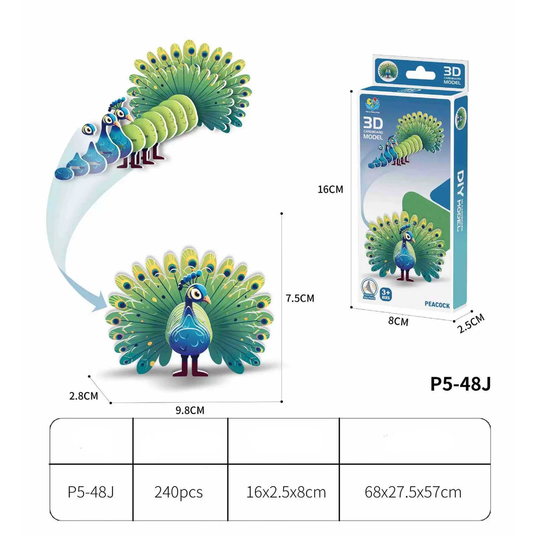 Pfau (3D Karton Puzzle)