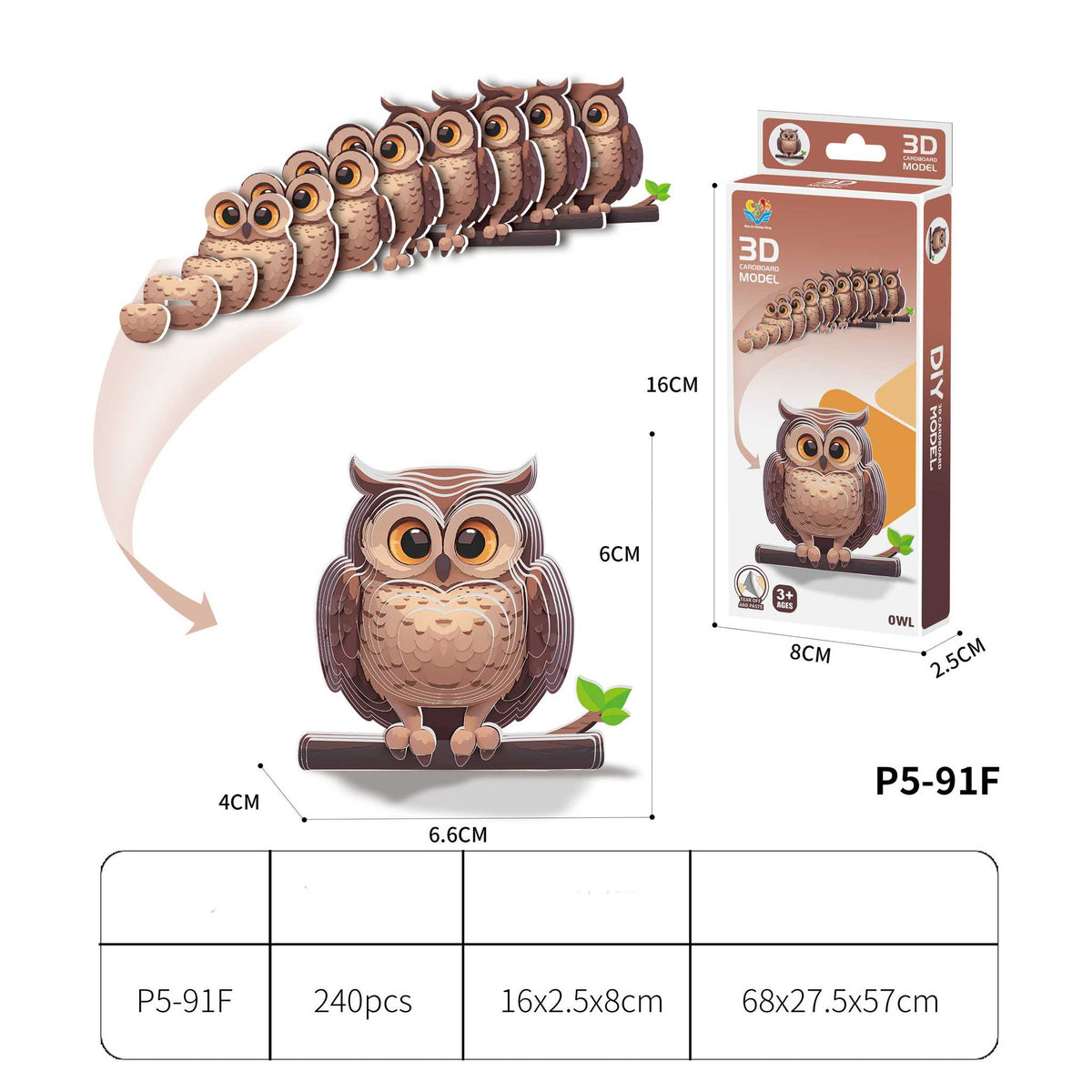 Eule (3D Karton Puzzle)