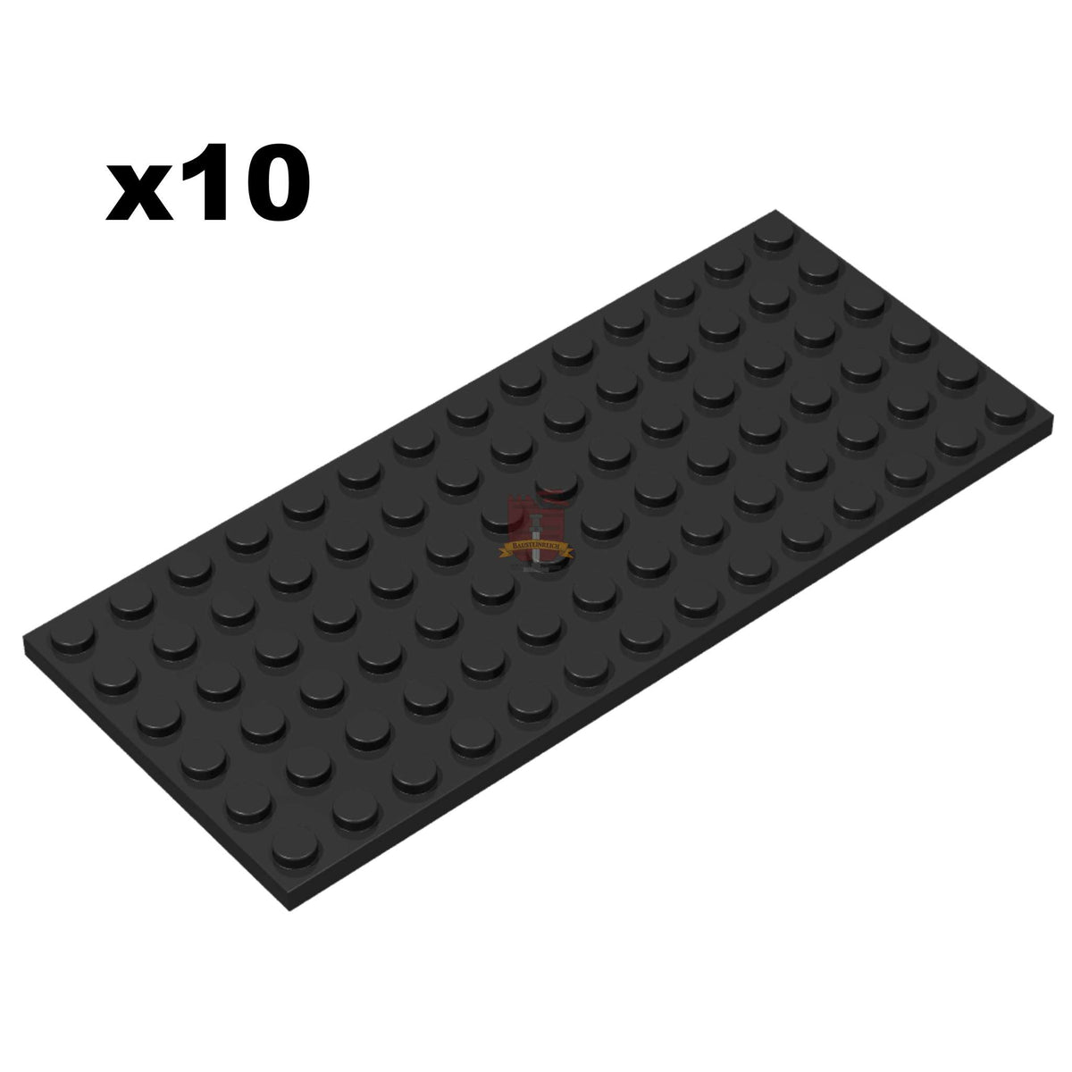 Plate 6x14 Schwarz 10 Stück (GoBricks)