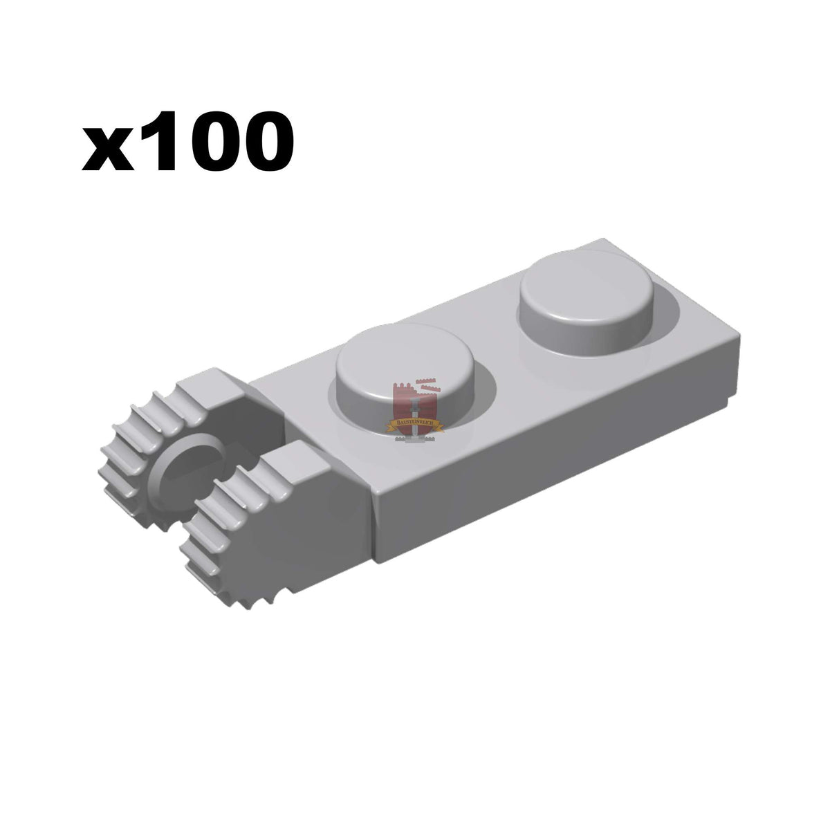 Plate 1x2 mit Gabel vertical Hellgrau 100 Stück (GoBricks)