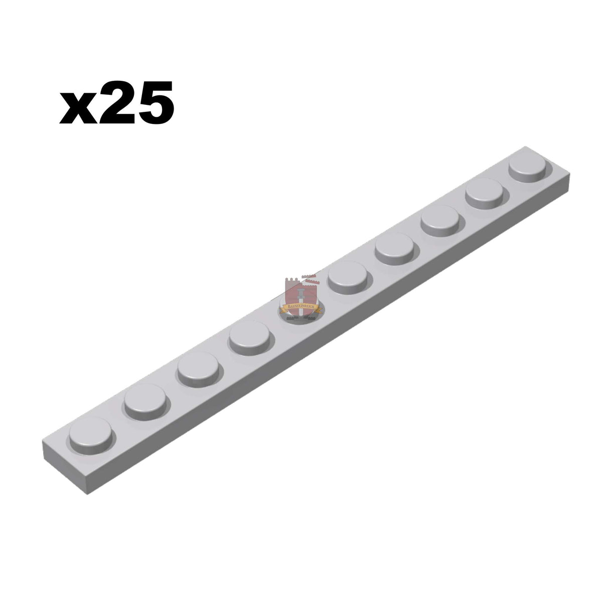 Plate 1x10 Hellgrau 25 Stück (GoBricks)