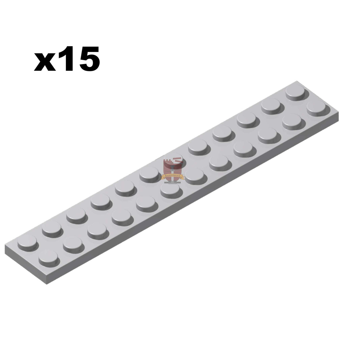 Plate 2x12 Hellgrau 15 Stück (GoBricks)