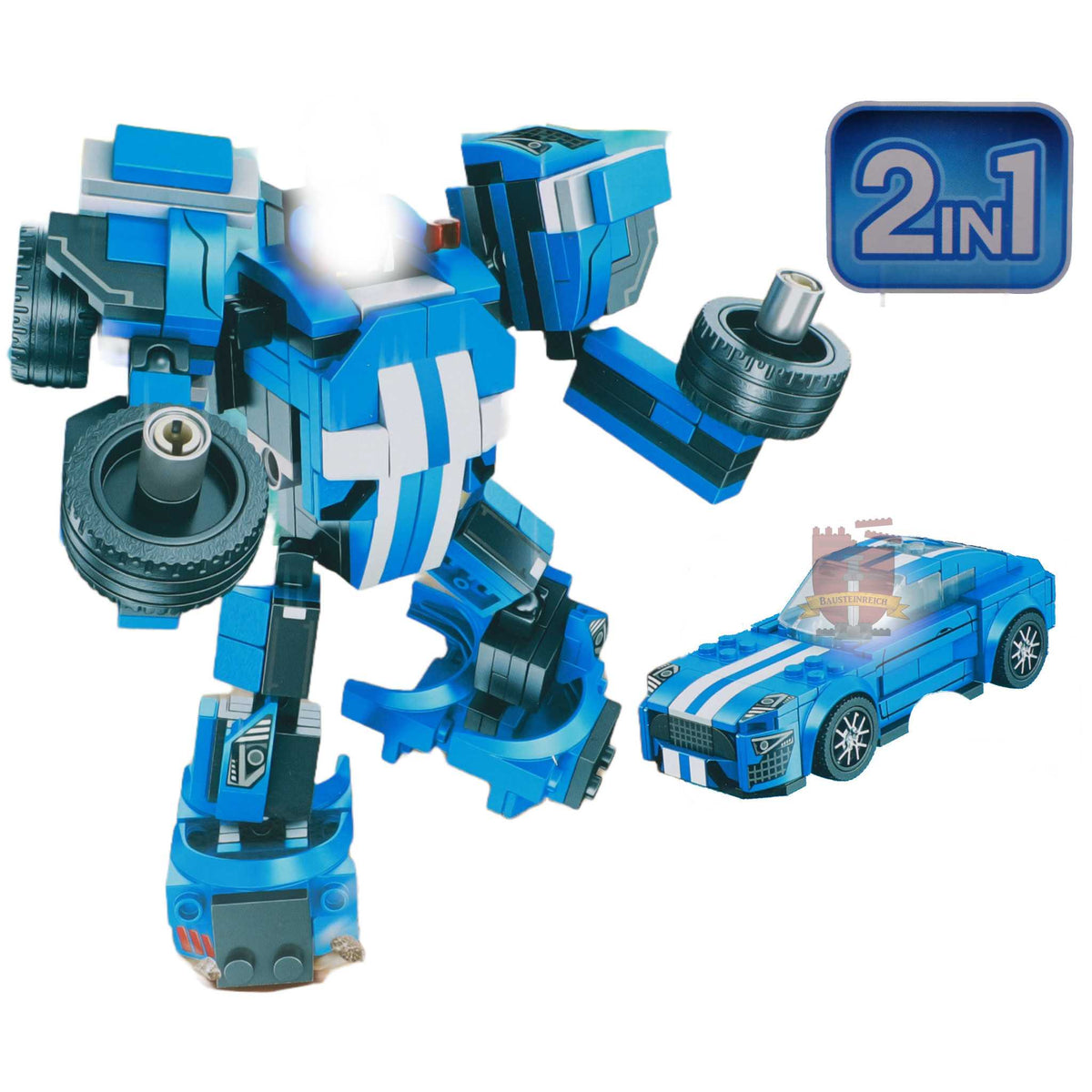 43154BL-Race Car + Robot blau 2 in1